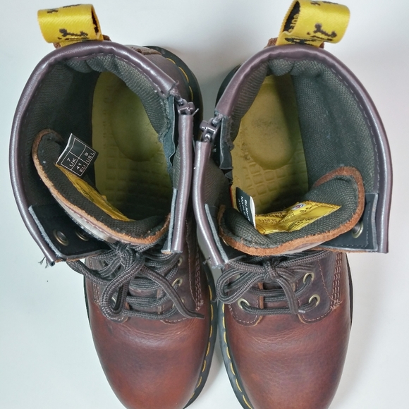 Womens Dr Martens Industrial Steel Toe Slip Resistant Boots Maple Zip Size 9L - Picture 10 of 11